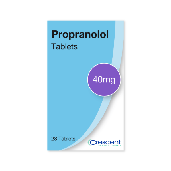 Propranolol 40mg Tablets, effective to treat anxiety, high blood pressure, and migraines.